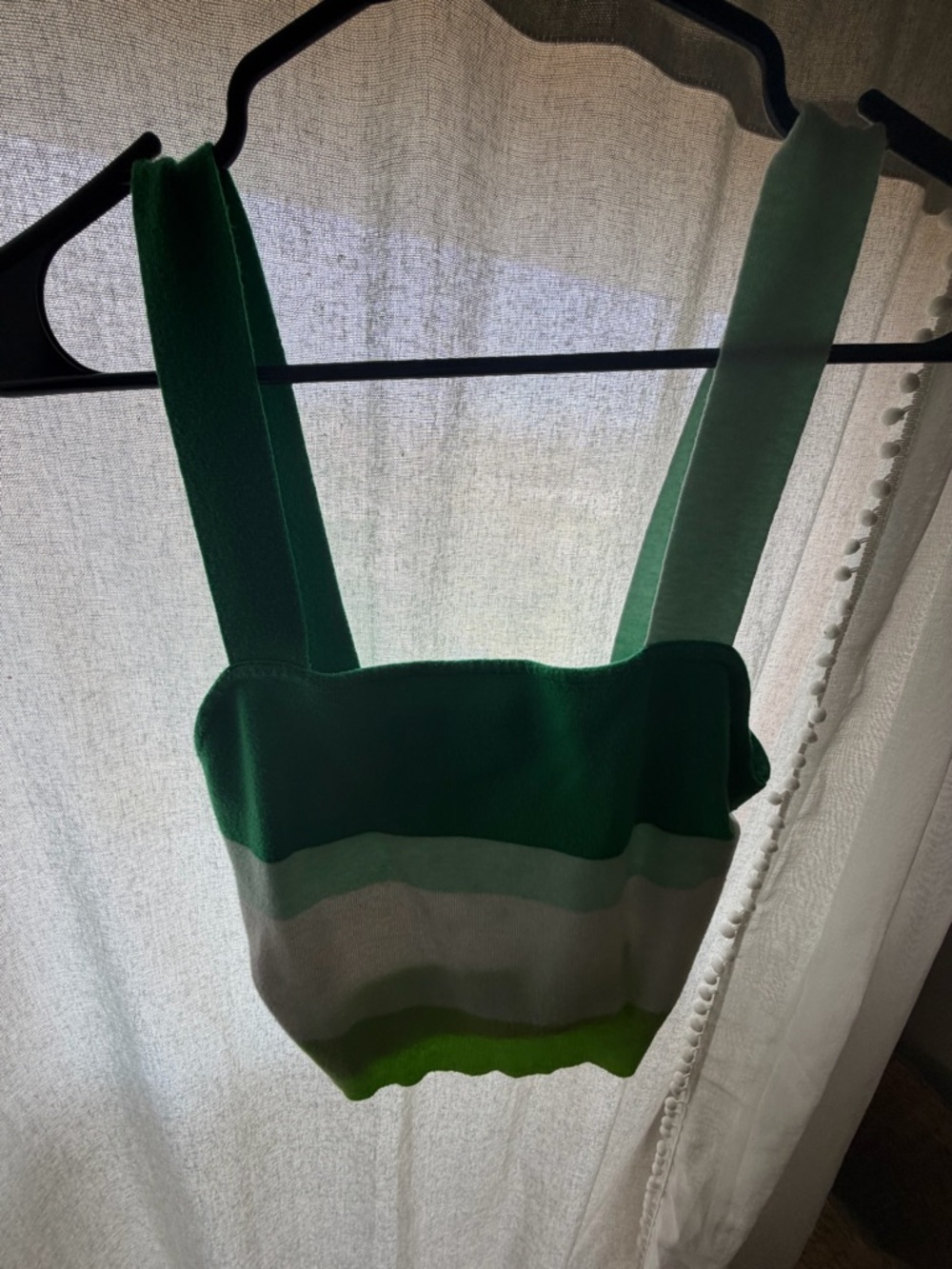 Green Striped Women's Knit crop top